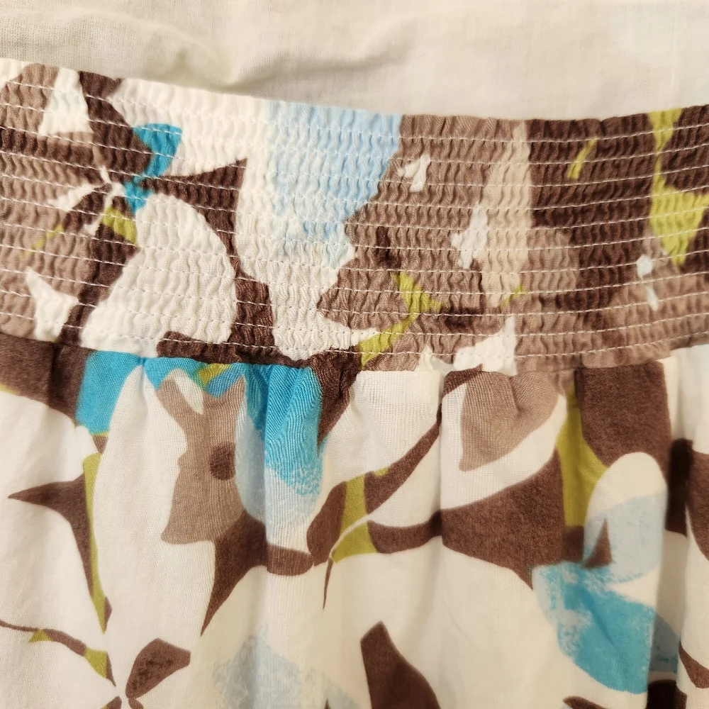 J. Jill Midi Dress Summer Floral Print Straps Blue Aqua Brown White 16 Petite - Picture 7 of 14